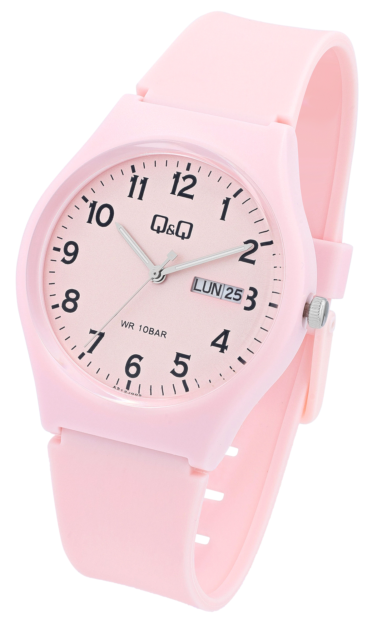 Q&Q Damen-/ Jugenduhr, Silikonarmband,  Ø 38 mm, rosa
