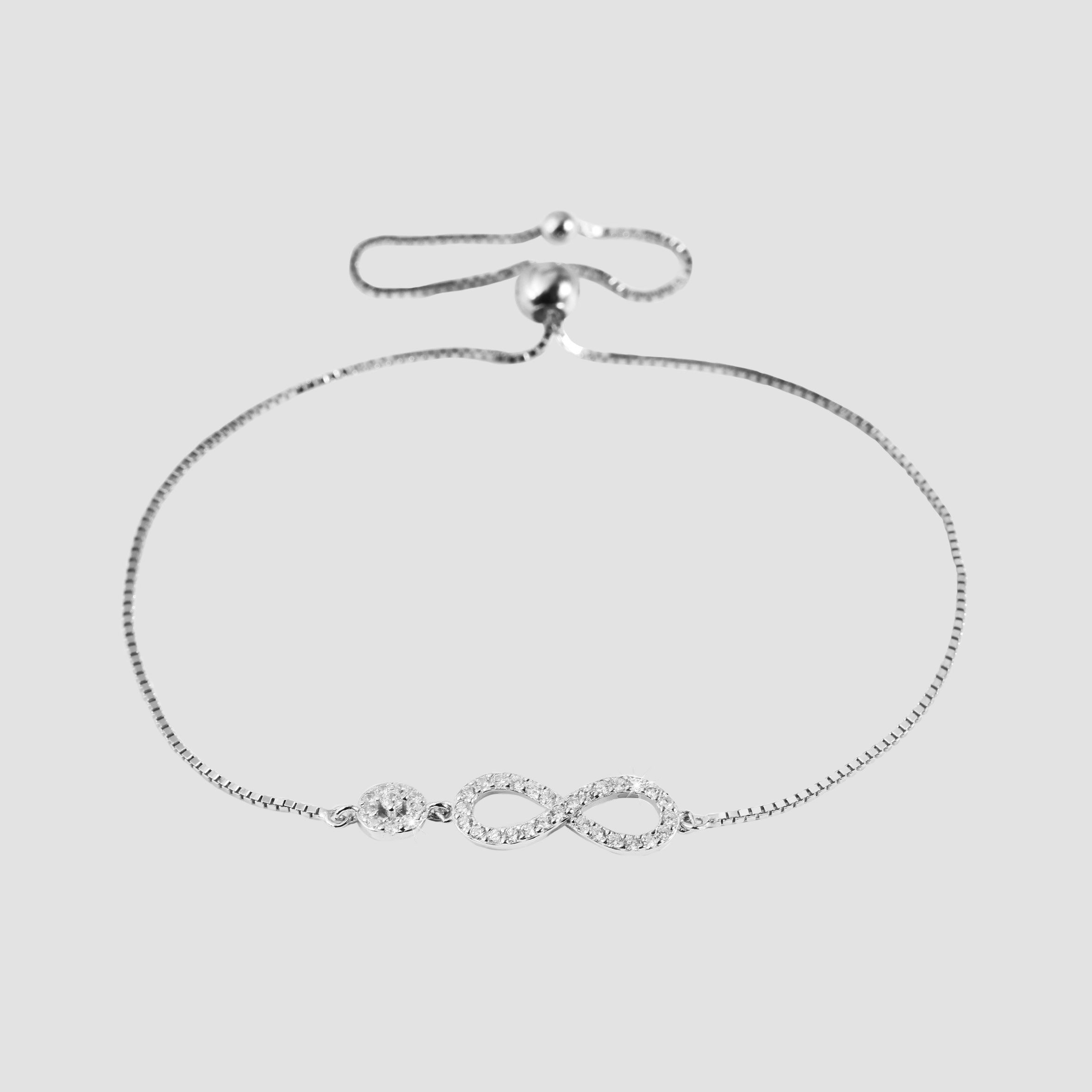 "Ilse", 925/- Echt Silber Armband, Inifintiy mit Zirkoniabesatz, silberfarben, rhodiniert