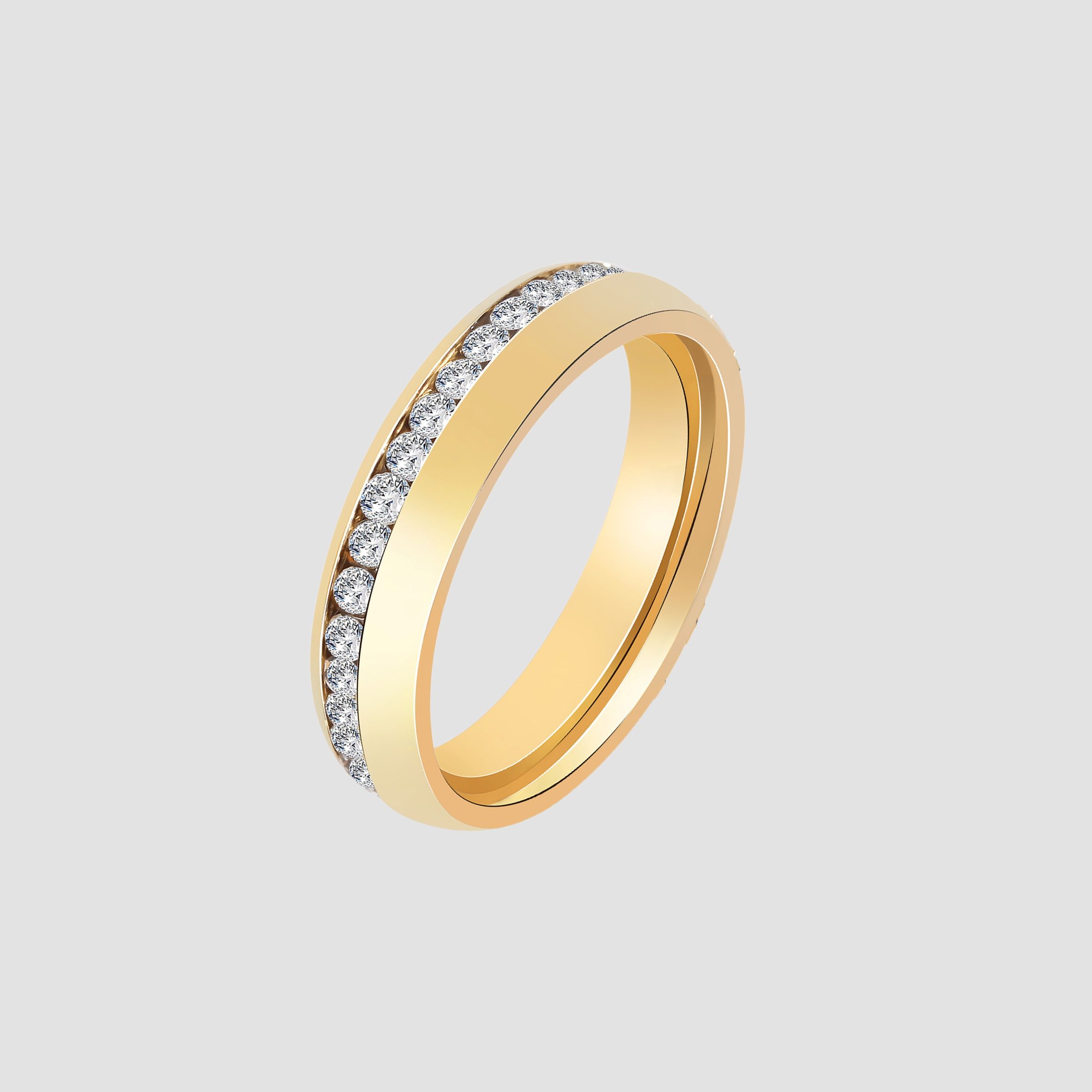 "One Desire" Damen-Partnerring aus Edelstahl, Similibesatz, goldfarben, Gr. 52