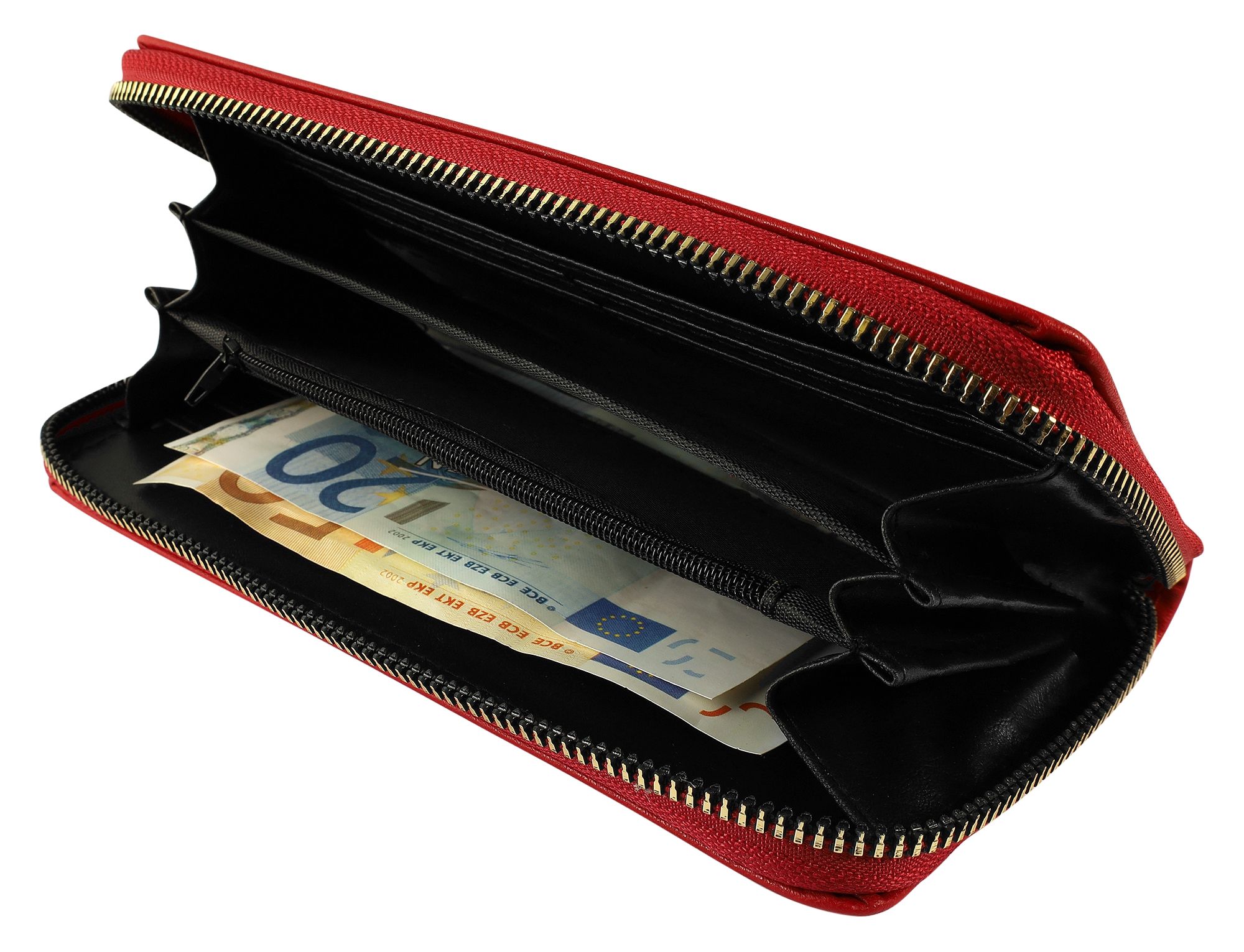 Damengeldbörse aus Lederimitat, schlichtes Design, rot
