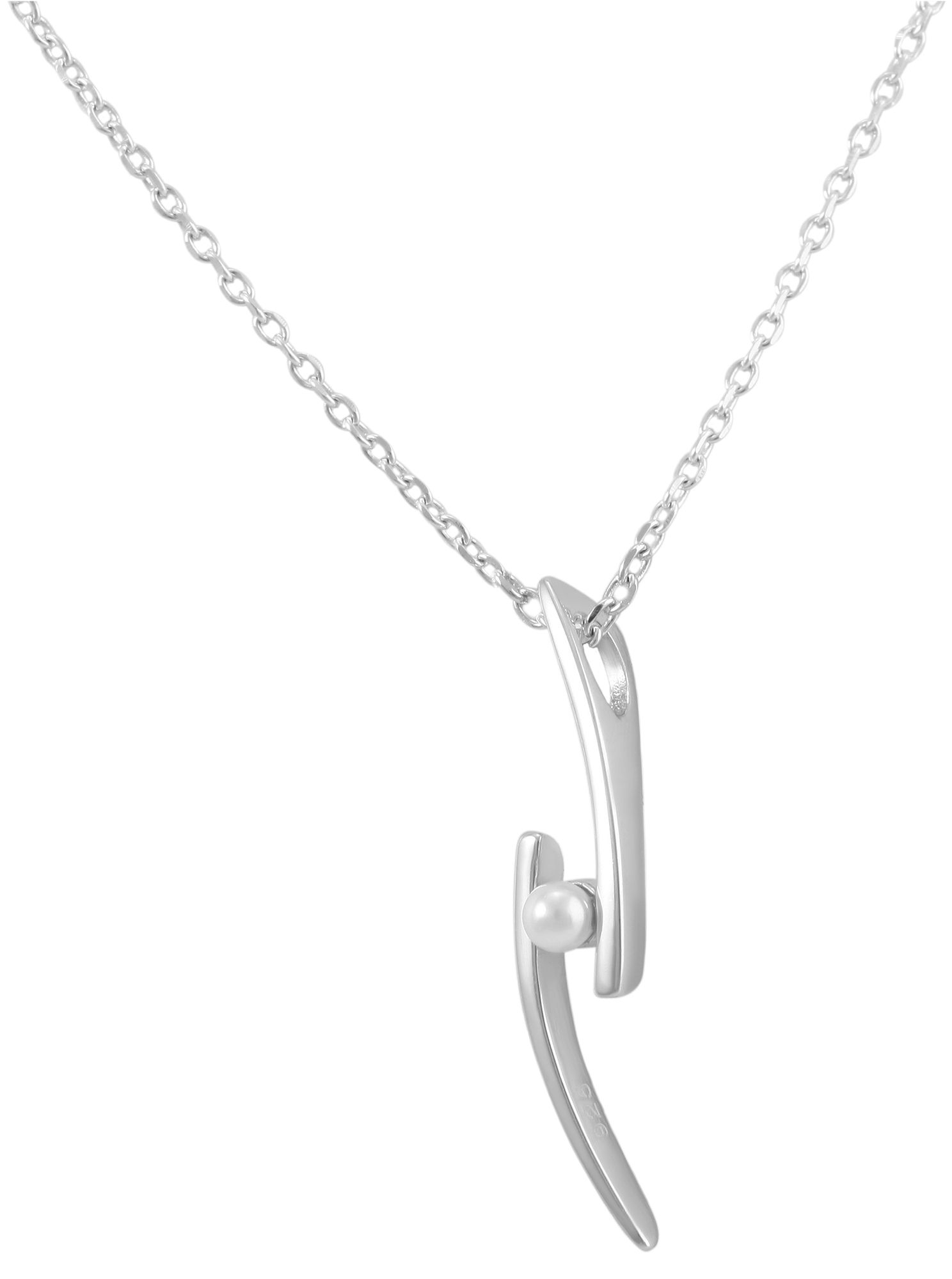 925/- Echt Silber Anhänger ohne Kette "Rodina", halbrunde Elemente mit Perle, 925/rhodiniert
