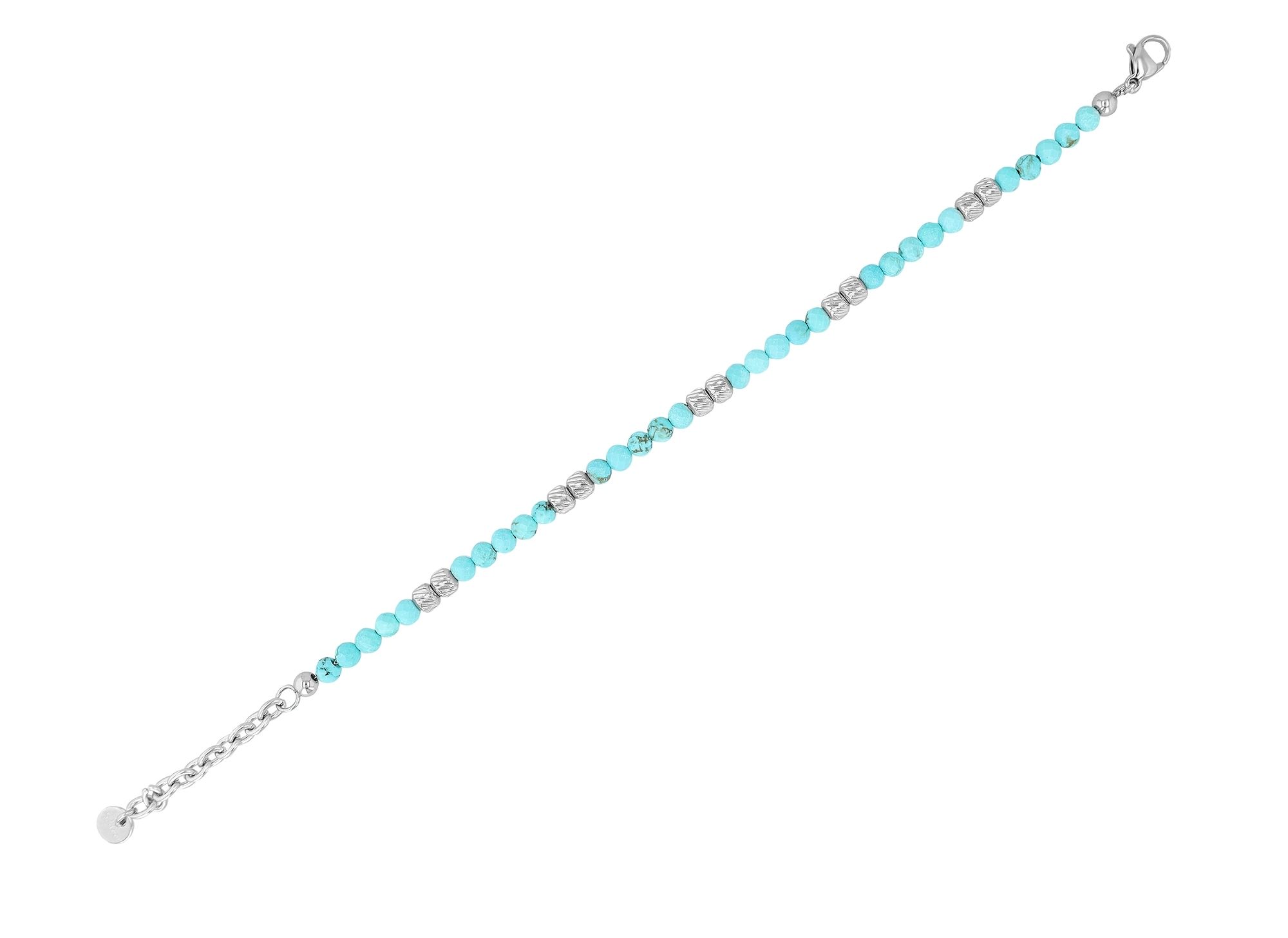 "Willow" Armband 17 + 3 cm, Edelstahl & Natursteinen (Türkis)