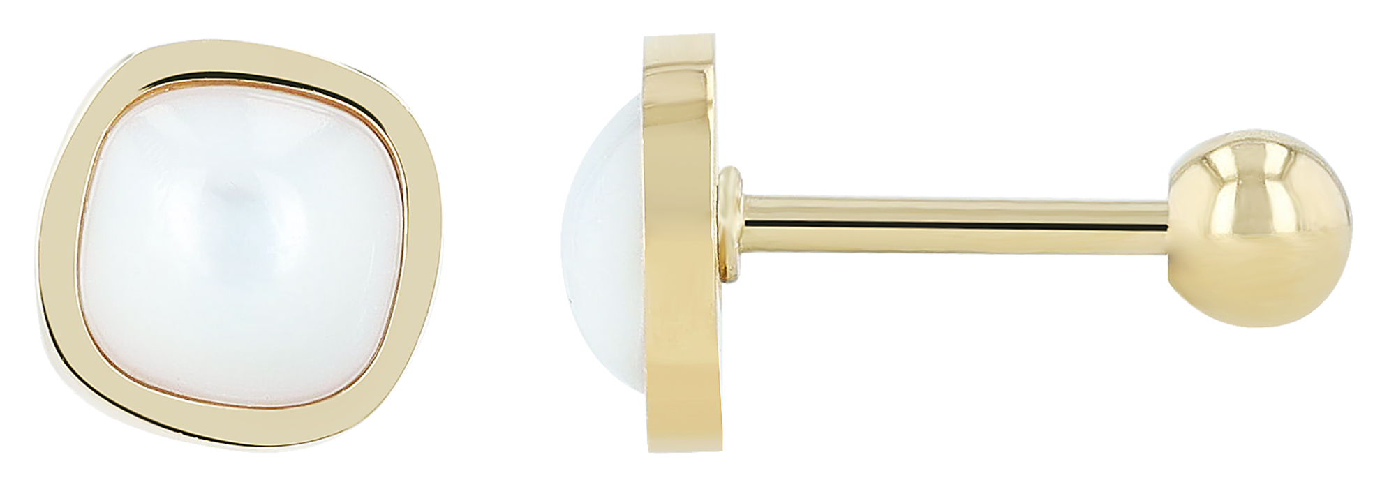 "Asta", Edelstahl Ohrstecker/-piercing, Perlmutt, goldfarben