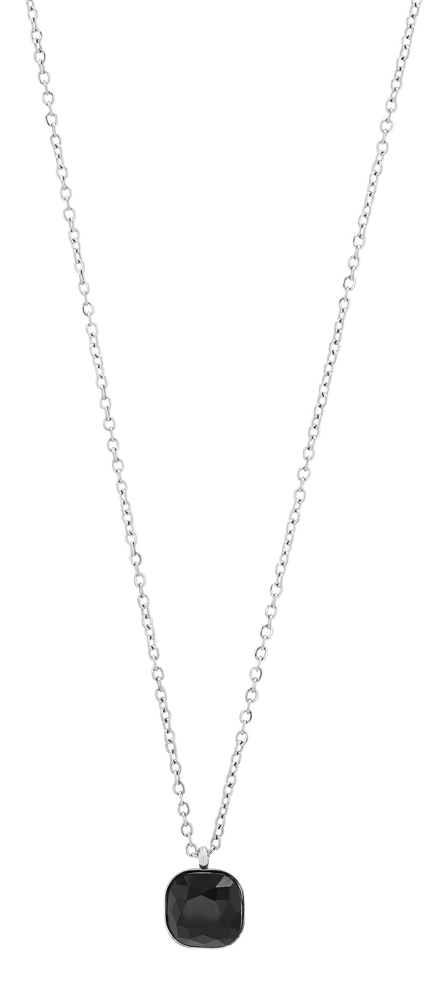 "Lia" - Schmuckset, Kette (45cm) mit Anhänger und Ohrhänger, Edelstahl, Silber + Schwarz