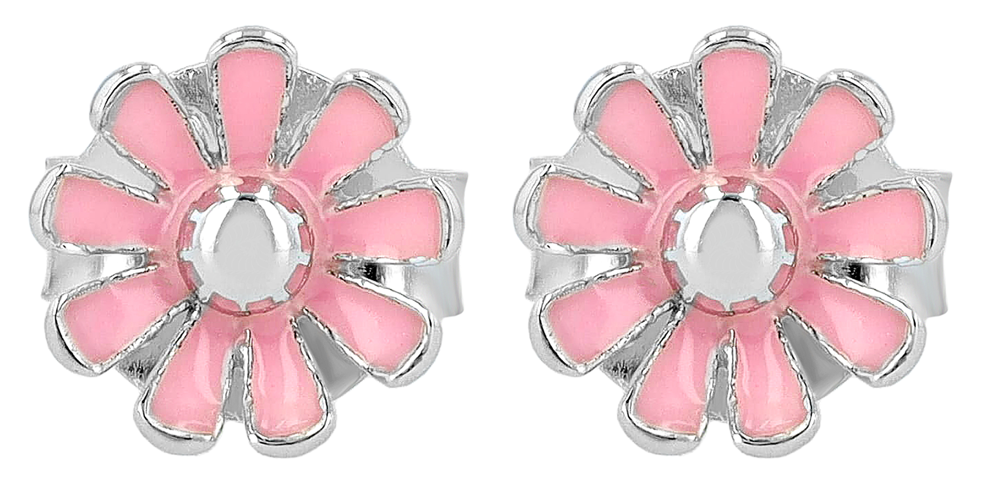 "Susi" 925/- Echt Silber, Kinder Ohrstecker, rosa Blume/ Blüte, rhodiniert