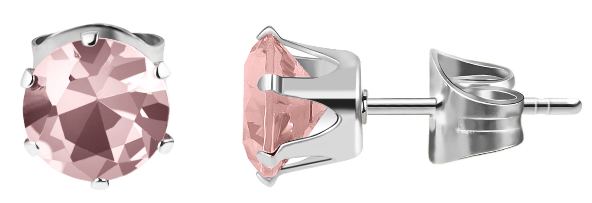 "Sultana", Akzent Edelstahl Ohrstecker, Zirkonia, rosa, Ø 7 mm