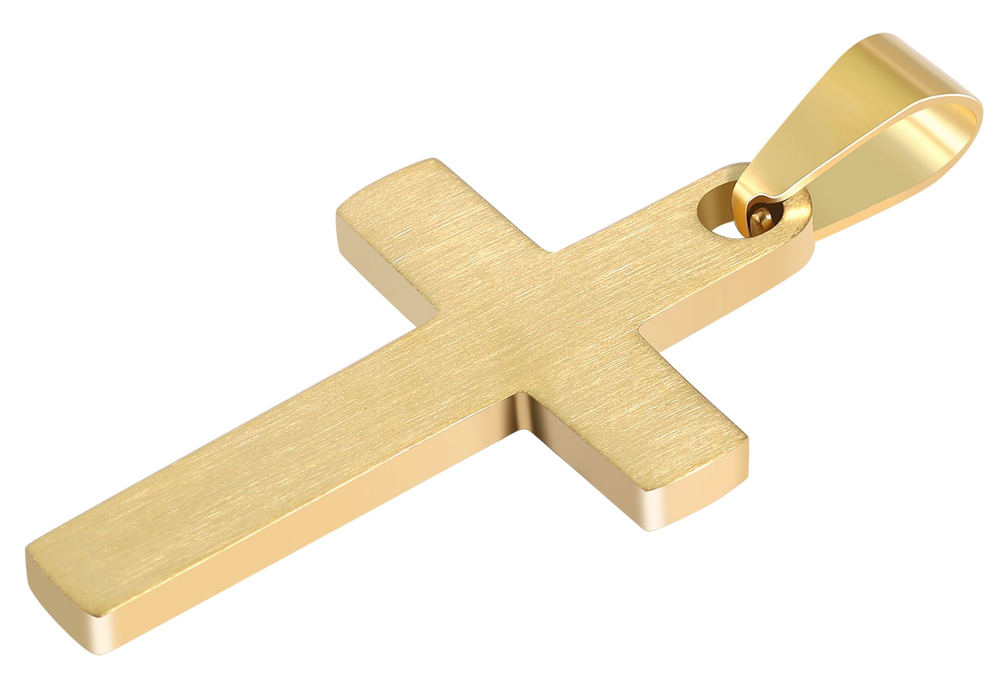 Akzent Anhänger aus Edelstahl, Kreuz, gravurfähig, goldfarben
