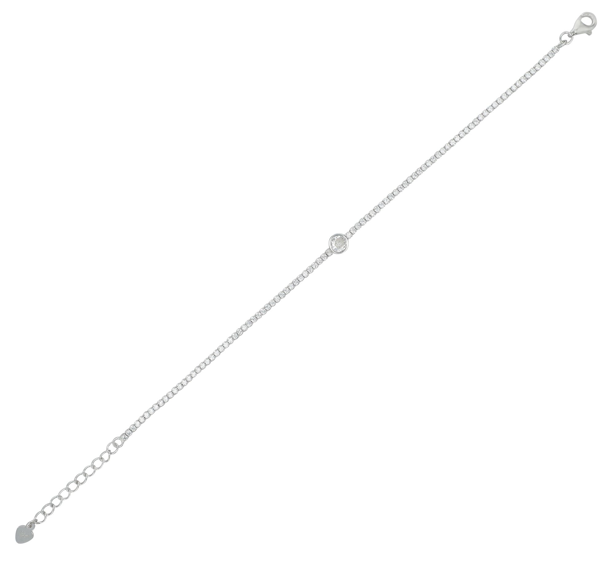 "Ada" 925/- Echt Silber, Armband  mit Zirkonia, 17+3 cm, rhodiniert