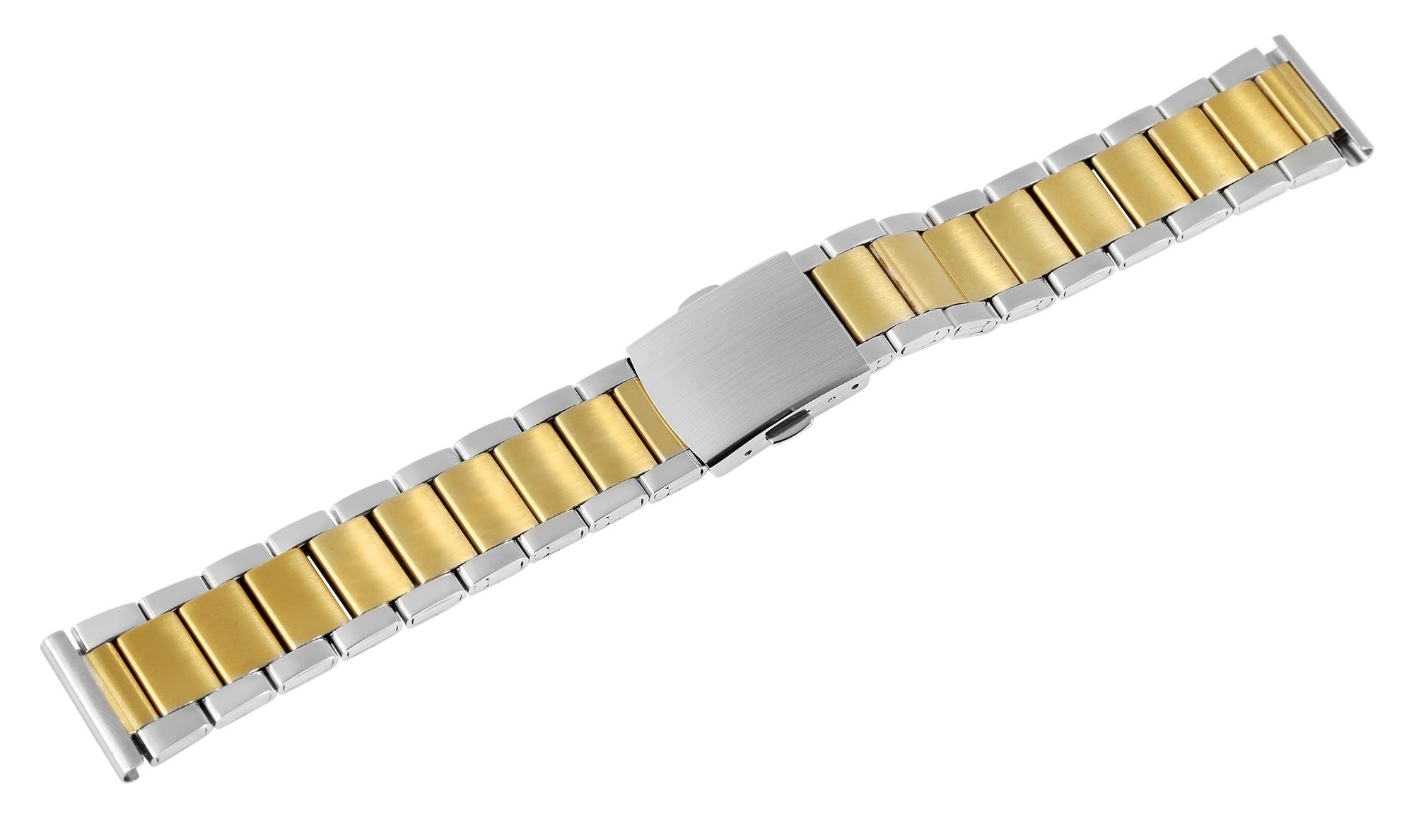 Edelstahl-Uhrenarmband mit Faltschließe, silber-/goldfarben, 20 mm