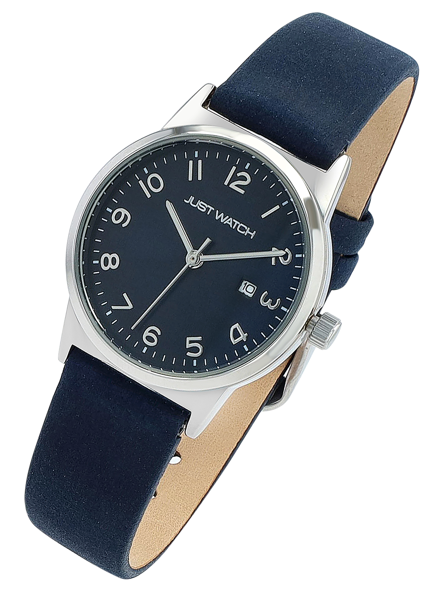 JUST WATCH Damenuhr "Naia" mit Echtlederband, Ø 30 mm, blau/ silberfarben
