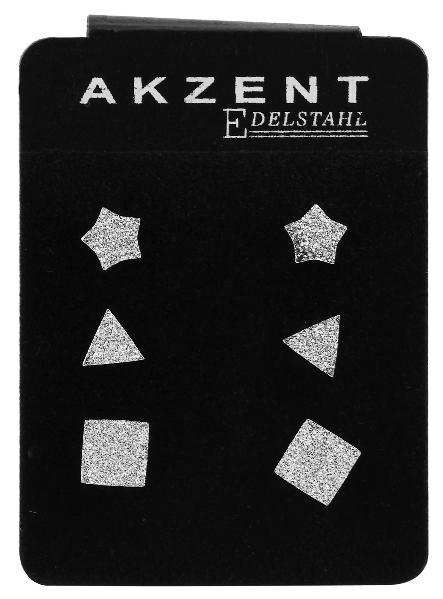 Akzent Edelstahl Ohrstecker 3er Set, verschiedene Motive, silberfarbig