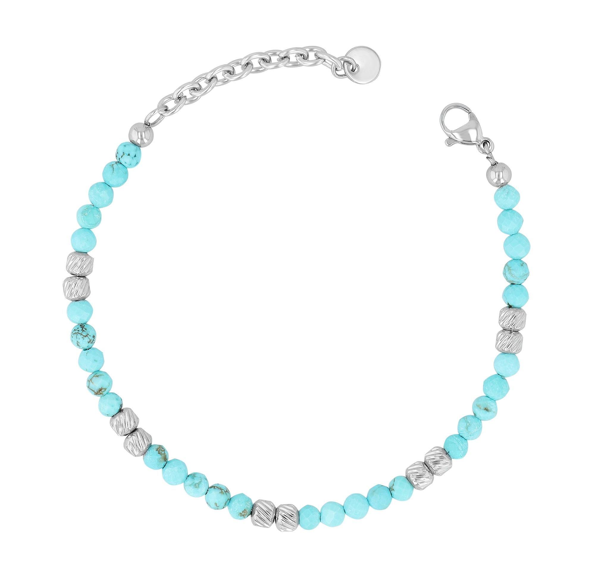 "Willow" Armband 17 + 3 cm, Edelstahl & Natursteinen (Türkis)