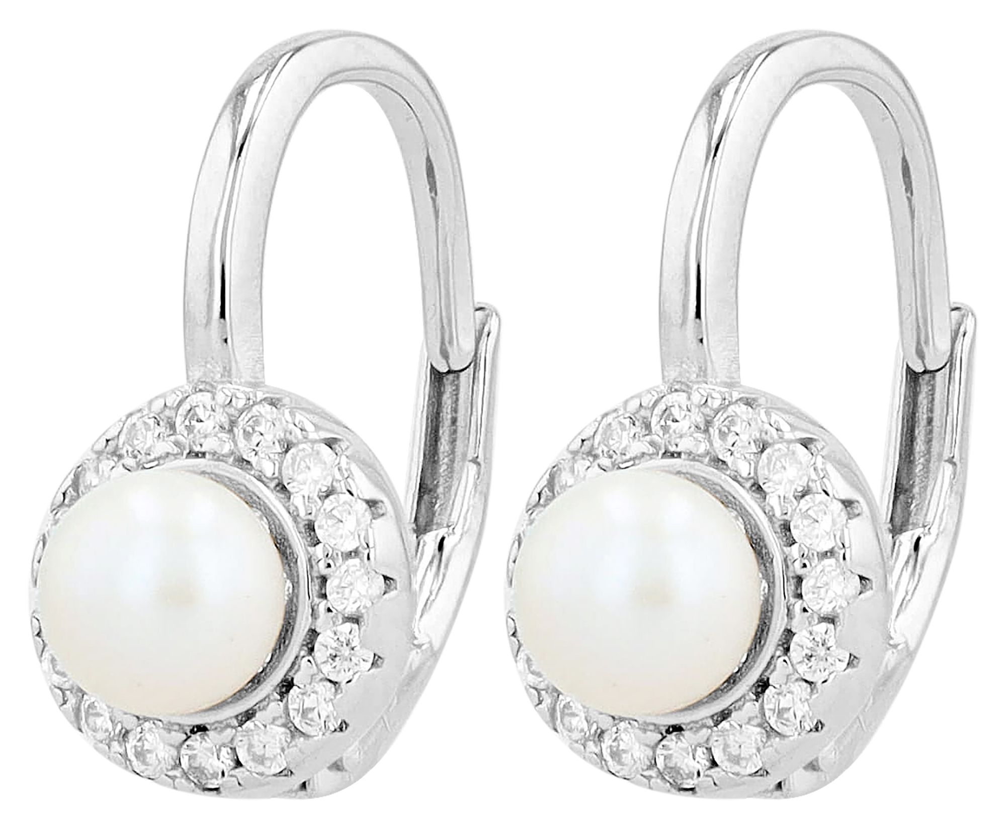 "Pearl", 925/- Echt Silber Creole mit Süßwasserperle, rhodiniert