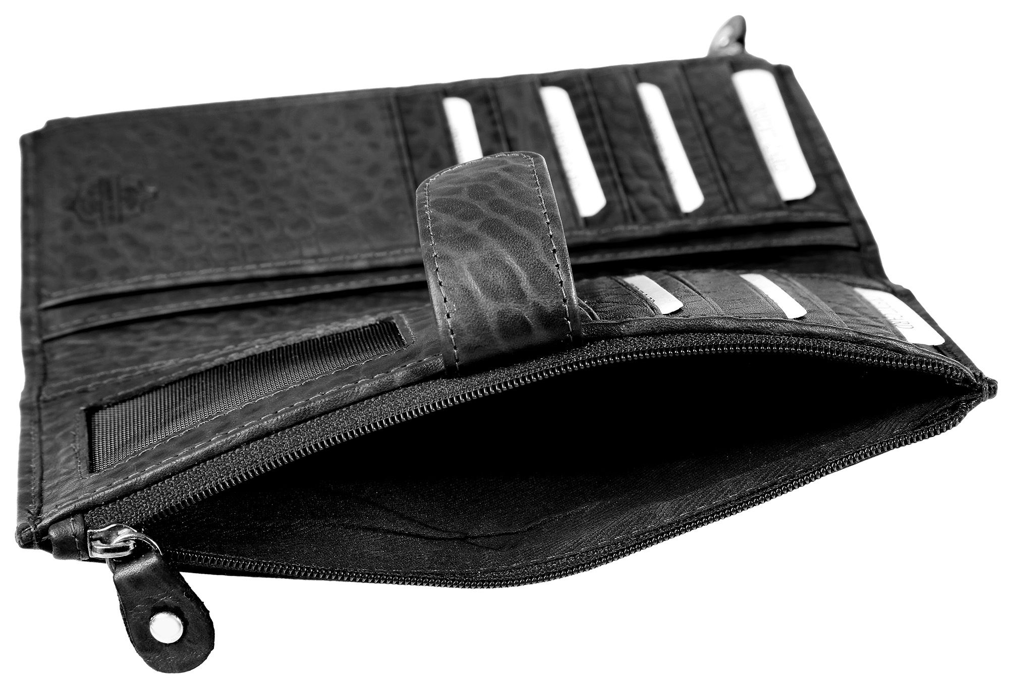 Leonardo Verrelli Damengeldbörse aus Echt Leder, RFID-Schutz, schwarz