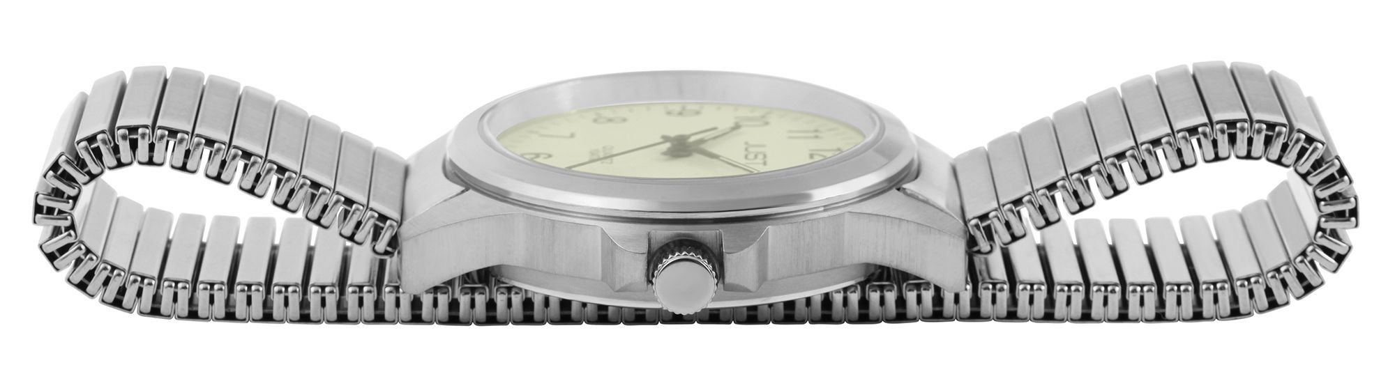 JUST Herrenuhr "Roswin"  Edelstahlzugband, Ø 38 mm, silberfarben/ Leuchtzifferblatt