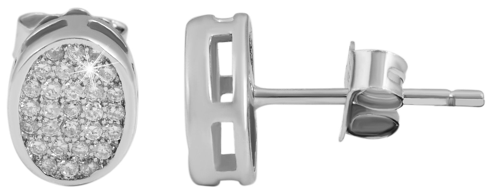 925/- Echt Silber Schmuckset mit Ohrsteckern und Kette mit Anhänger, Zirkoniabesatz, 925/rhodiniert